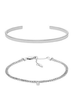 Fossil Set de bratari din otel inoxidabil - 2 Piese, Argintiu