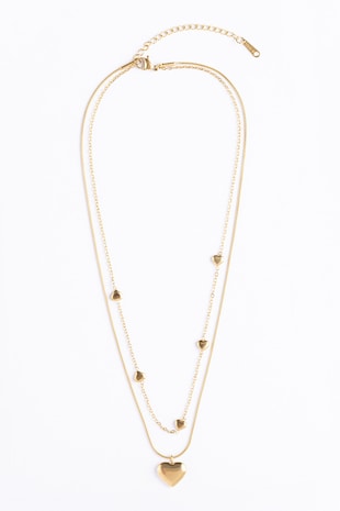 Emily Westwood Colier placat cu aur de 18K si inimi, Auriu