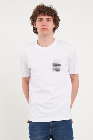 KVL by KENVELO Tricou din bumbac cu decolteu la baza gatului, Alb/Gri