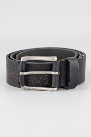 Pepe Jeans London Curea de piele cu logo brodat, Negru