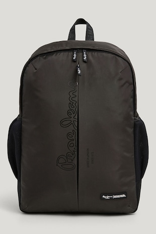Pepe Jeans London Rucsac din material textil cu imprimeu logo, Gri inchis