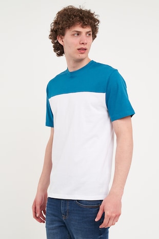 KVL by KENVELO Tricou de bumbac cu aspect contrastant, Alb/Albastru royal