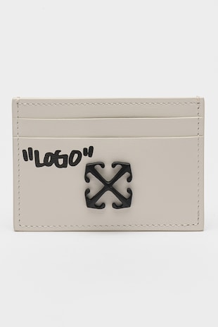 OFF-WHITE Portcart de piele cu logo Jitney, Bej