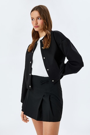 KOTON Fusta mini cu pliuri, Negru