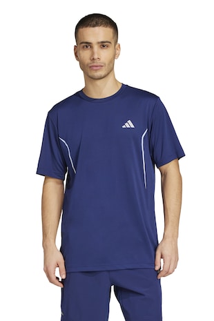 adidas Performance Tricou cu decolteu la baza gatului pentru fitness, Albastru inchis