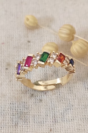 Atelier Miu Inel ajustabil cu zirconia, Alb/Multicolor