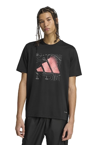 adidas Sportswear Tricou cu decolteu la baza gatului si logo, Roz somon/Negru stins
