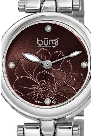 BURGI Часовник с 4 диаманта и метална верижка Жени