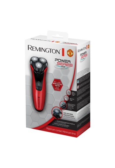 Remington Самобръсначка  R4000 Power Series Aqua Manchester United Edition, Ножчета от неръждаема стомана, 3 накланящи се глави, Wet & Dry, Cap ComfortPivot, ComfortTrim, LED индикатор, Червена/Черна Мъже