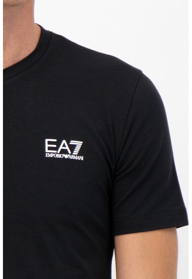 EA7 Тениска с шпиц деколте и лого на гърдите Мъже