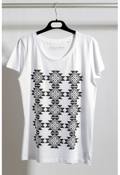 ALISIA ENCO Тениска Covoras от органичен памук с етно щампа Жени
