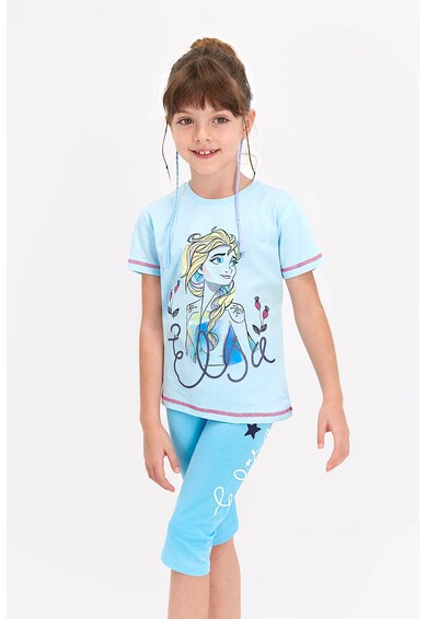 Disney Pijama cu tricou si pantaloni capri cu imprimeu cu Elsa Fete