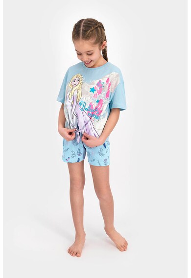 Disney Pijama cu tricou si pantaloni scurti cu imprimeu cu Elsa Fete