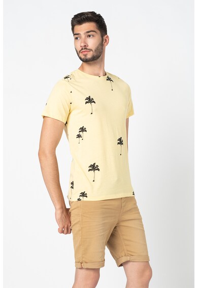 BLEND Памучна тениска с тропическа шарка Мъже