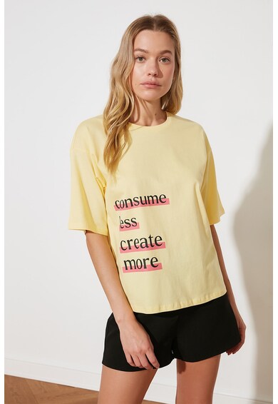 Trendyol Тениска от органичен памук с паднали ръкави Жени