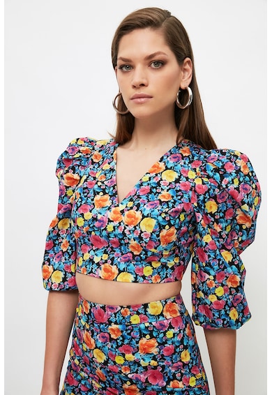 Trendyol Къса блуза с щампа и пола - 2 части Жени