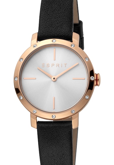 Esprit Иноксов часовник с кожена каишка Жени