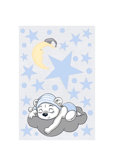 Kring Килим  Sleeping Bear, Детски, С цифров принт, 120x180 см, 80% памук + 20% полиестер, 1300 гр/м2, Син/Сив Жени