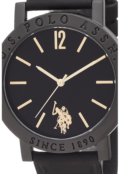 U.S. Polo Assn. Кварцов часовник с кожена каишка Мъже