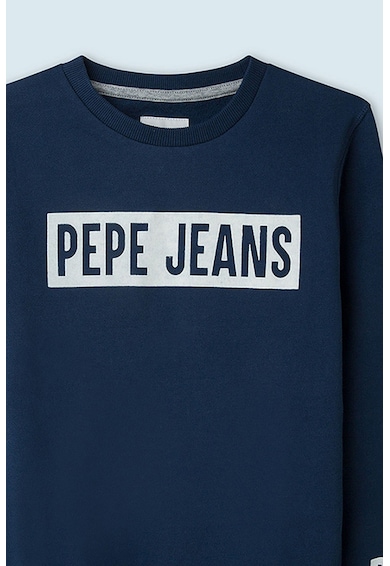 Pepe Jeans London Bluza sport cu decolteu la baza gatului si imprimeu logo contrastant Jamie Baieti