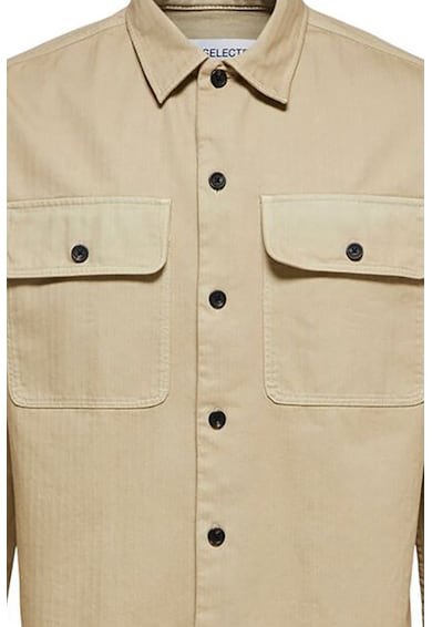 Selected Homme Риза от органичен памук с джобове с капачета и копчета Мъже