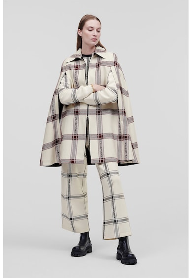 Karl Lagerfeld Capa din amestec de lana in carouri, cu fermoar Femei