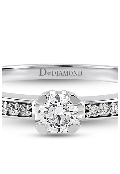 D Diamond Inel de aur alb de 14K decorat cu diamant si cristale Femei