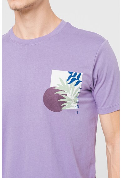 Esprit Права памучна тениска с фигурална щампа Мъже