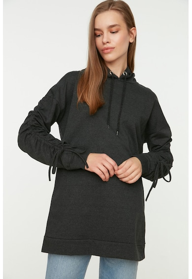 Trendyol Egyszínű bő fazonú pulóver kapucnival női