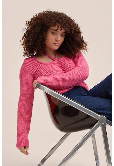 Mango Пуловер Sierra с едра плетка и декоративни презрамки Жени