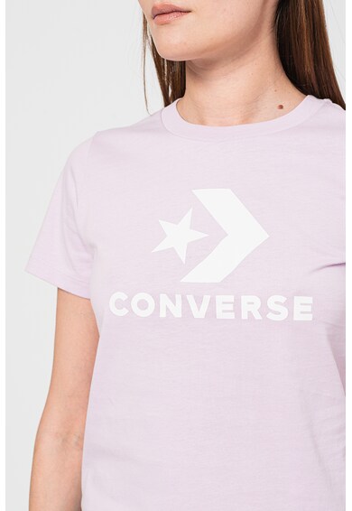 Converse Tricou cu decolteu la baza gatului si imprimeu logo Boosted Star Chevron Femei