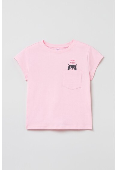 OVS Памучна тениска с щампа на котка Момичета