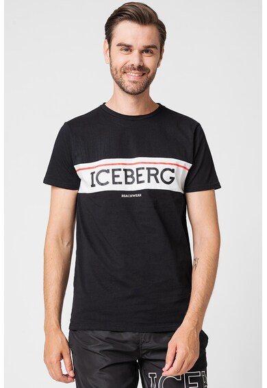 Iceberg Плажна тениска с контрастно лого Мъже