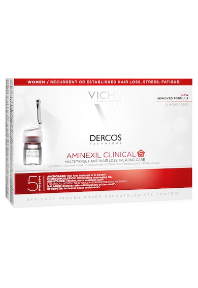Vichy Aminexil Clinical 5 többszörös hatású hajhullás elleni kezelés nőknek, 21 ampulla x 6 ml női