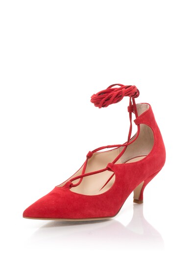 Pantofi rosii de piele intoarsa cu siret Zee Lane (ONLY33 