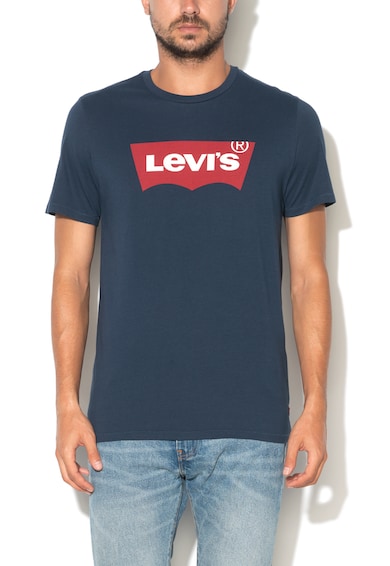 Levi's Tricou bleumarin inchis cu decolteu la baza gatului cu logo Barbati