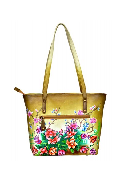 Niarvi Ръчно рисувана кожена чанта с флорален десен Жени
