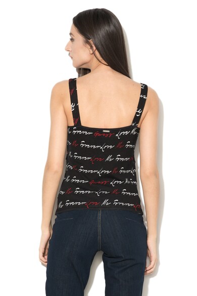 GUESS JEANS Top tricotat cu imprimeu text si nod decorativ Femei