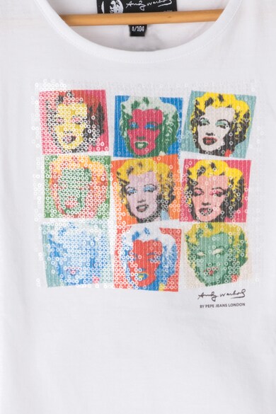 Andy Warhol by Pepe Jeans Tricou cu imprimeu si paiete Jenell Fete