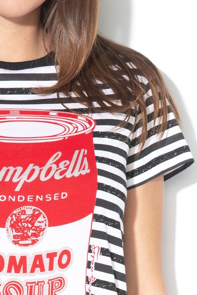 Andy Warhol by Pepe Jeans Tricou cu model in dungi si imprimeu grafic Femei