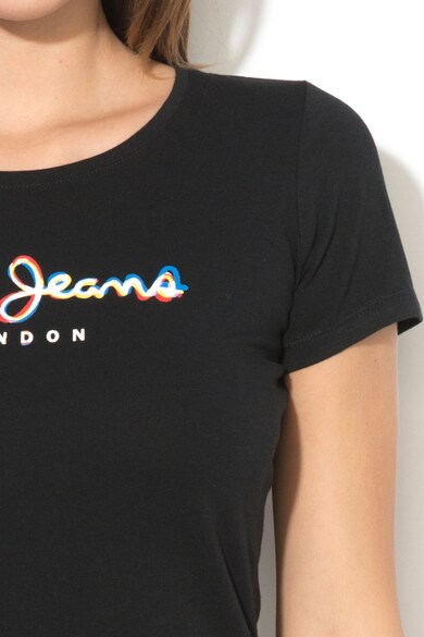 Pepe Jeans London Tricou cu imprimeu text pe piept Aeryn Femei
