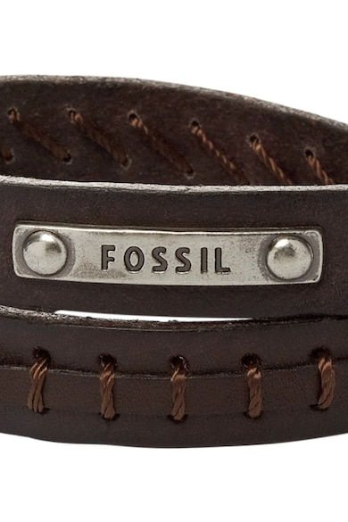 Fossil Bőrkarkötő logóval, Barna férfi
