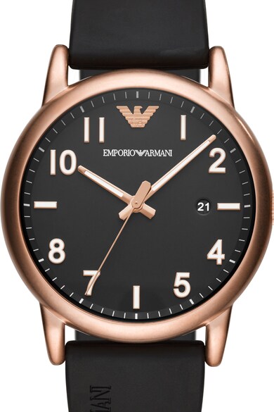 Emporio Armani Ceas analog rotund cu bareta de silicon Luigi Barbati