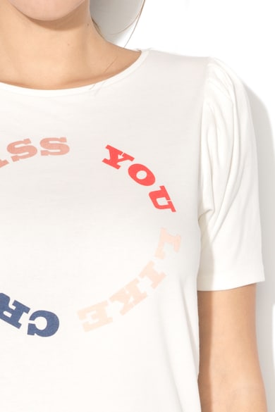 EDC by Esprit Тениска с бухнали ръкави и текстова щампа Жени