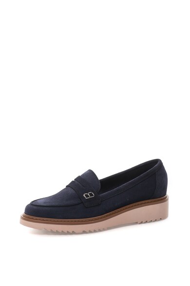 Esprit Pantofi loafer de piele intoarsa cu talpa wedge contrastanta Femei