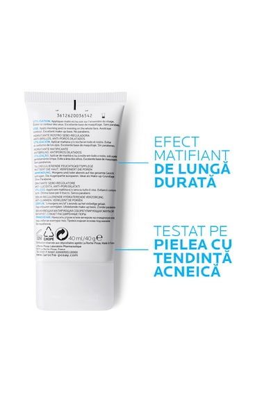 La Roche-Posay Crema de fata cu efect hidratant si matifiant pentru ten gras cu tendinta acneica  Effaclar Mat, 40 ml Femei