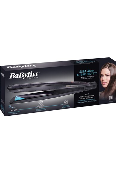 BaByliss Placa de indreptat parul  Diamond , Slim 28 mm, Wet&Dry, Placi ceramice, 235 grade, Negru Femei