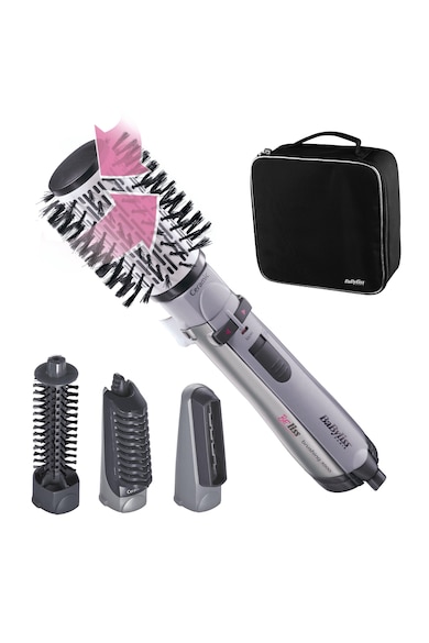 BaByliss Perie rotativa  2735E, 1000W, Ionizare, 4 Accesorii, 2 Setari temperatura/viteza, Cool-Shot, geanta depozitare Femei