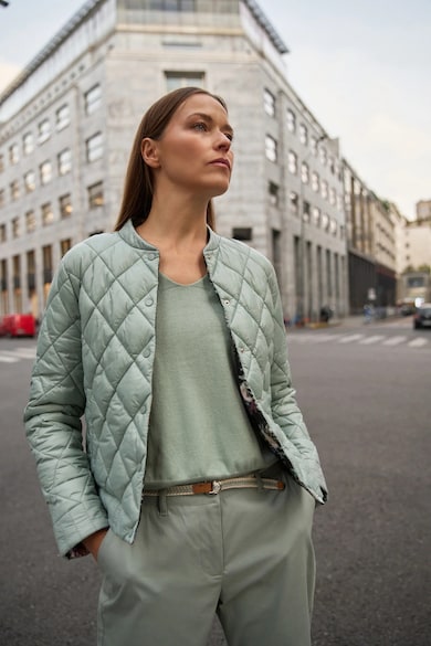 Jacheta, floral, regular fit, maneca lunga L-KU-4904, verde masliniu, MOODO - Verde Masliniu