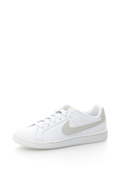 Nike Pantofi sport cu garnituri de piele si logo Court Royale, Alb/Gri deschis Femei